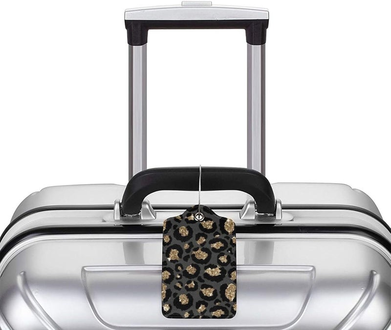 GACCAP 2 Pack Luggage Tags for Suitcase, Privacy Cover ID Label with Stainless Steel and Address Card for Travel Bag Backpack Cruise Ship Essentials Tag Women Girls - Black Gold Leopard Cheetah - Image 5
